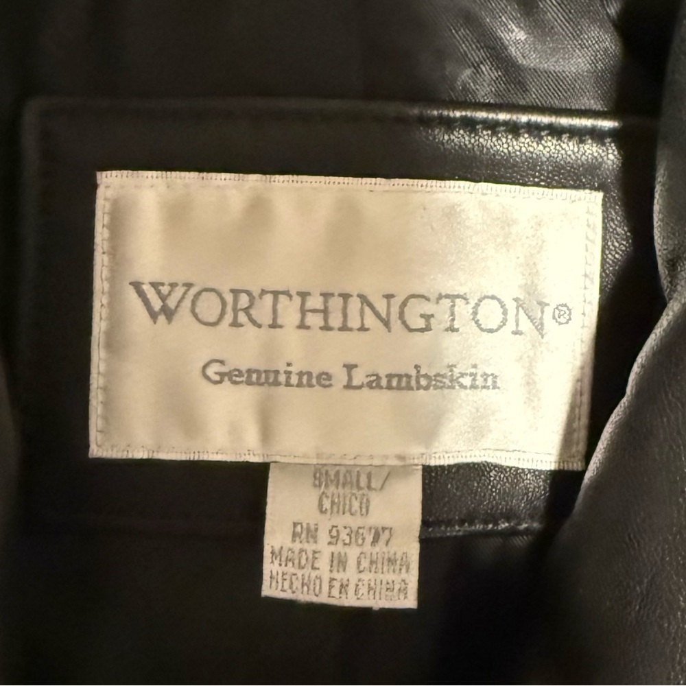 Gently Worn Worthington Black Chevron Leather Jacket - Picture 3 of 4